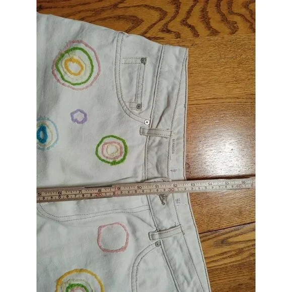 MNG Jeans Shorts 10 Womens CREME IVORY Preowned Summer Denim Bermuda Cuff - Picture 4 of 9